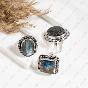 Top Trending Attractive <b>Labradorite</b> Cabochon Adjustable <b>Rings</b> Premium Healing Gemstones Meditation Jewelry Everyday Wear Gift - Product Image 2