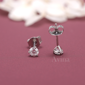 IGI Certified Lab Grown Diamond Round Solitaire Stud <b>Earrings</b> 14K White / Yellow & Rose Gold Minimalist Tiny Diamond <b>Earrings</b> - Product Image 6