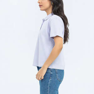 Polo pour femmes en tissu Piqué confortable avec Logo imprimé en 3D personnalisé T-shirt polo de golf à manches courtes respirant de couleur unie pour femmes - Product Image 6