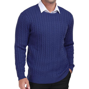 Nuevos Suéteres de Punto Trenzado para Hombre, 100% Lana, Transpirables, Suéter de Invierno Holgado con Cuello Redondo y Manga Larga, Suéteres de Punto Personalizados para Hombre - Product Image 1