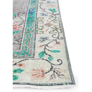 Tapis en laine noués à la main gris et noir vintage Pae-3224, nouveau motif médaillon abstrait fait main pour la maison, le couloir et le salon - Product Image 4