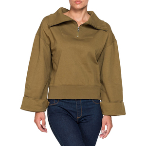 Sweat-shirt polaire oversize à capuche pour femme en mélange polyester-coton coupe-vent de haute qualité, col rabattable, personnalisable OEM, décontracté - Product Image 1