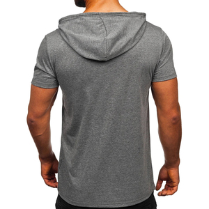 Offre Spéciale chemise de sport légère pour hommes T-shirt de fitness d'entraînement personnalisé avec capuche quantité minimale de commande bas motif solide T-shirts à capuche pour hommes - Product Image 2