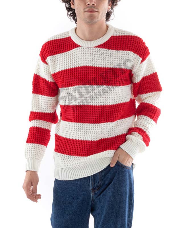 Red White Striped Sweater Men Wholesale Custom Knits