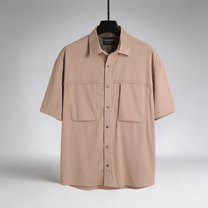 Camisa de nailon y spandex para hombre, ligera, de secado rápido, de manga corta, extragrande, informal, color bisque, proveedor mayorista - Product Image 1