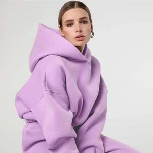 Personalizado de gran tamaño más sudaderas con capucha de las mujeres y sudaderas 3D Puff Imprimir Sudaderas con capucha y pantalones de chándal Jogger Set Fabricante - Product Image 3