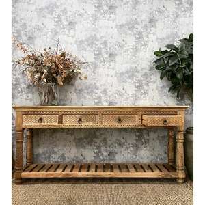 Luxury Carved Marble Console Long MDF Entry <b>Table</b> with Storage for Living Room Bedroom Hotel and Modern Home Interiors - Product Image 2