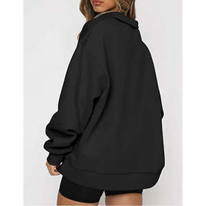 Wholesale 100% Cotton <b>Fleece</b> Lined Stand Collar Winter 1/4 Zipper <b>Half</b> <b>Zip</b> Pullover Sweatshirt <b>Women</b> - Product Image 2