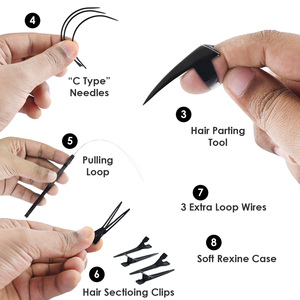 Kit d'outils d'extension de cheveux personnalisés petites pinces pour enfiler la boucle de séparation pour tirer des perles de cheveux en forme de C Needes Dreadlock - Product Image 5