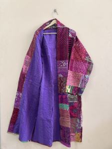 เสื้อคลุมยาวผ้าไหมคันธาแบบปะติดปะต่อ สไตล์โบฮีเมียนฮิปปี้ เสื้อคลุมลำลอง - Product Image 5