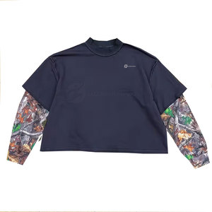 T-shirt décontracté pour homme 2024 en coton à coupe ample et col en V, double manches, respirant, surdimensionné, entièrement écologique, séchage rapide - Product Image 1