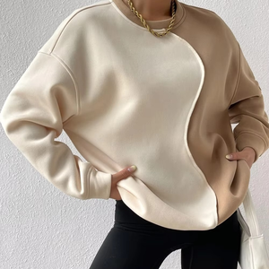 Sudadera informal de dos tonos con logotipo personalizado de alta calidad para mujer, sudadera de gran tamaño al por mayor, sudaderas con hombros caídos para mujer - Product Image 3