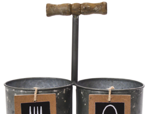Bulk Custom Galvanized Metal 2-Compartment Utensil Holder For Kitchen Restaurant Hotel Home in Best Price - Product Image 3