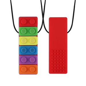 STOCK 7 colores arcoíris sensorial masticar alimentos grado silicona juguetes bloque de construcción bebé <span class=keywords><strong>mordedor</strong></span> <span class=keywords><strong>collar</strong></span> - Product Image 2