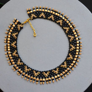 Black Gold Minimalist <b>Necklace</b>, Beaded Collar <b>Necklace</b>, Seed <b>Bead</b> <b>Necklace</b> - Product Image 2