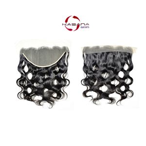 Cheveux humains cambodgiens bruts 13*6 Frontal, cuticules alignées, couleur naturelle noire, double trame machine, ondulations profondes, pour femmes - Product Image 2