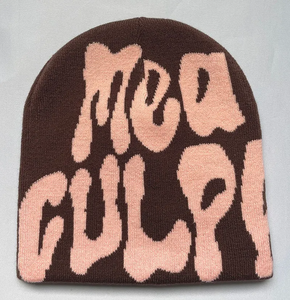 Bonnet d'hiver personnalisable de haute qualité Bonnet tricoté de couleur unie avec broderie 3D Design de points Bonnets d'extérieur chauds pour adultes - Product Image 2