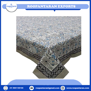 Venta caliente elegante hecho a mano bloque impreso 100% algodón ecológico personalizable mantel de diseño Floral para uso doméstico y de boda - Product Image 4