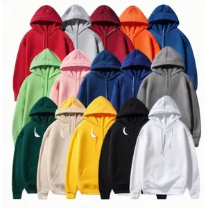 OEM Sweat-shirt d'hiver en coton épais pour hommes pull-over uni à capuche broderie et impression personnalisées coupe-vent surdimensionné Jogger - Product Image 1