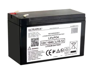 Ultramax LI7-12-NCM，12v 7Ah锂镍锰钴氧化物 (LiNiMnCo) 电池-10A最大放电电流重量0.6千克