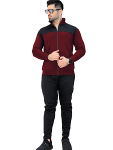 Ensemble de survêtements à fermeture éclair deux tons pour hommes Veste à manches longues et col haut avec poches sécurisées et pantalon de jogging assorti - Product Image 5