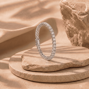 Pulsera de diamantes cultivados en laboratorio, oro blanco, diamantes redondos, pulsera de lujo, joyería fina clásica y elegante, regalo para mujer - Product Image 5