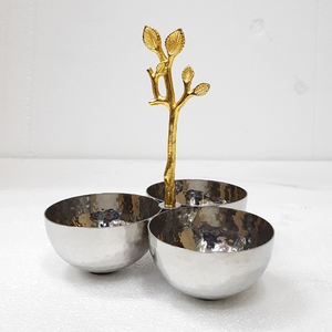 Ensemble de 2 bols à texture martelée en métal aluminium pour servir des collations fruits Table à manger Country Rectangle Plats et assiettes Bol - Product Image 2