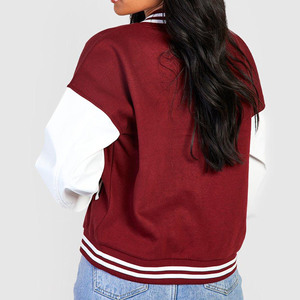 Chaqueta de béisbol de manga de cuero 2025, chaqueta de invierno con mangas de cuero de retazos bordados de diseño personalizado de alta calidad, novedad - Product Image 2