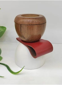 Brûleur Bakhoor de luxe en bois et cuir-Porte-encens arabe élégant pour Oud & Home Fragrance - Product Image 4