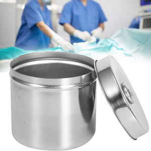 Couvercle de pot de pansement manuel creux de cuisine médicale en acier inoxydable 304L de qualité fine et récipient en coton avec instrument médical - Product Image 1