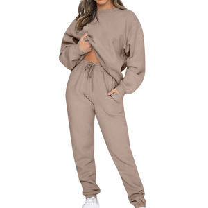 Chándal de dos piezas para mujer, fabricante de ropa, chándales para mujer, conjuntos de Jogger de lana de algodón, chándal de mujer de 2 uds - Product Image 5