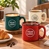 Mug en céramique mouchetée avec logo personnalisé, tasse à café multicolore, OEM ODM, vente en gros, mug de camping, fournisseur direct d'usine, ensemble de vaisselle