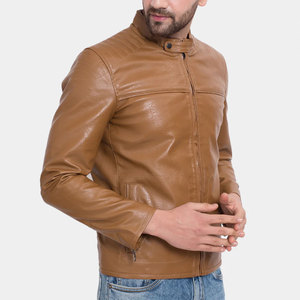 Veste en cuir de motard à poches intérieures de remorquage de style décontracté col montant design unique manches longues veste tendance pour hommes - Product Image 4