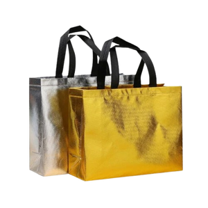 Sacs de shopping non tissés avec poignée, logo personnalisé, laminage métallique argenté et doré, fabricant vietnamien OEM, vente en gros - Product Image 3