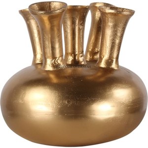 Suministros de jarrón de flores de diseñador único de Metal de primera calidad chapado en oro de alta calidad con detalles intrincados y construcción duradera - Product Image 5