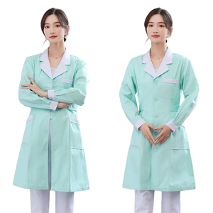 ชุดแพทย์หญิงแบบสั่งทำขายส่ง เสื้อคลุมยาวแขนยาว ชุดพยาบาลโรงพยาบาล ผ้าทวิลล์คอตตอน คุณภาพสูง สำหรับตรวจหาเชื้อโรค - Product Image 1