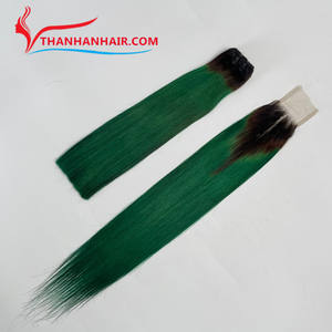 Le combiné faire perruque os trame droite faisceau et fermeture Ombre Color extensions de cheveux 100% cheveux bruts du Vietnam - Product Image 2