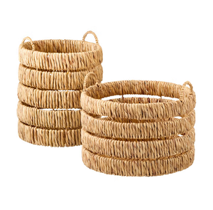 Panier en jacinthe d'eau tissé à la main, grand et élégant, panier à linge naturel et biologique pour la décoration de la maison - Product Image 3