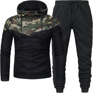 Wholesale Pull up Camo Hoodie Men Cotton Tech Fleece Stripe Breathable Tracksuit Sportswear Jogger Sweatsuit Women Tracksuit - Product Image 1