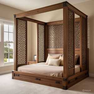 Nouveau mobilier moderne pour chambre à coucher Lit Queen personnalisé Lit King cal Lit King à baldaquin avec cadre en bois - Product Image 1