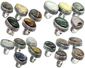Wholesale <b>925</b> <b>Silver</b> Fine <b>Rings</b> with Natural Faceted Mix Stones New Assorted Lot 100-500 Pcs Oval Cut Diamond for Wedding - Product Image 3