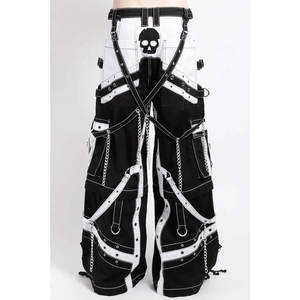 Pantalones Unisex Estilo Punk Gótico en Blanco y Negro, Convertibles, con Tachuelas, Cremalleras y Cadenas - Product Image 3
