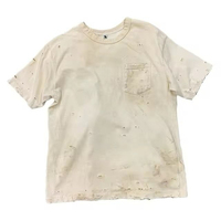 T-shirts unis amples et déchirés tendance pour hommes, 100 % coton léger, personnalisables avec logo, style streetwear