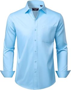 Camisa para hombre Camisa larga de algodón sólido Camisas de vestir formales de negocios de alta calidad - Product Image 5