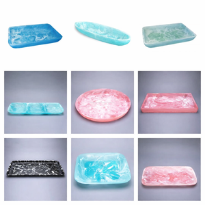 Plateau de service moderne en résine de qualité supérieure, finition brillante, pour thé, café, mariage, salle de bain, vanité, bijoux, accessoires - Product Image 6