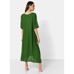 ÚLTIMO VESTIDO DE KAFTAN JALABIYA ÁRABE CON ESTAMPADO CORTO DE COLOR VISCOSA SUAVE CON ESTILO FRONTAL - Product Image 4