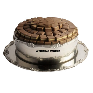 Border Design Excellent Quality <b>Silver</b> Finished Metal Chocolate <b>Bowl</b> With Plate Handmade Hotel Ware New Wholesale Chocolate <b>Bowl</b> - Product Image 1