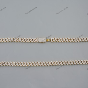 Collier unisexe en argent sterling S925 plaqué or avec chaîne cubaine de 10 mm de style hip-hop, certifié GRA, clarté VVS, moissanite - Product Image 4