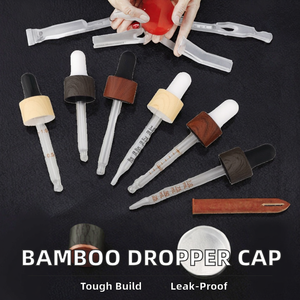 Bamboo Grain Plastic Wood Grain Non-Spill Screw Cap Eye Dropper Cap Customized Size Oil Bottles Bottle Closure Bamboo Collar - Product Image 4
