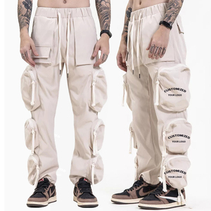 Pantalones Cargo de Otoño de cintura alta para hombre, pantalones deportivos Harem de Hip Hop con múltiples bolsillos, pantalones Hipster informales - Product Image 5